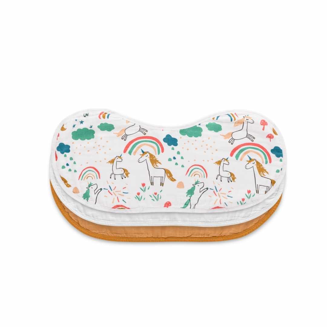 Set of 3 Organic Bamboo Burp & Bib Cloth - Unicorn Dreams