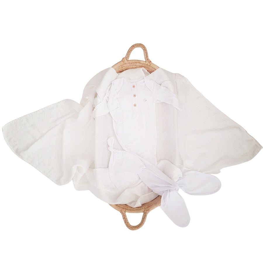 Organic Bamboo Knotted Gown & Beanie Set | Daisy