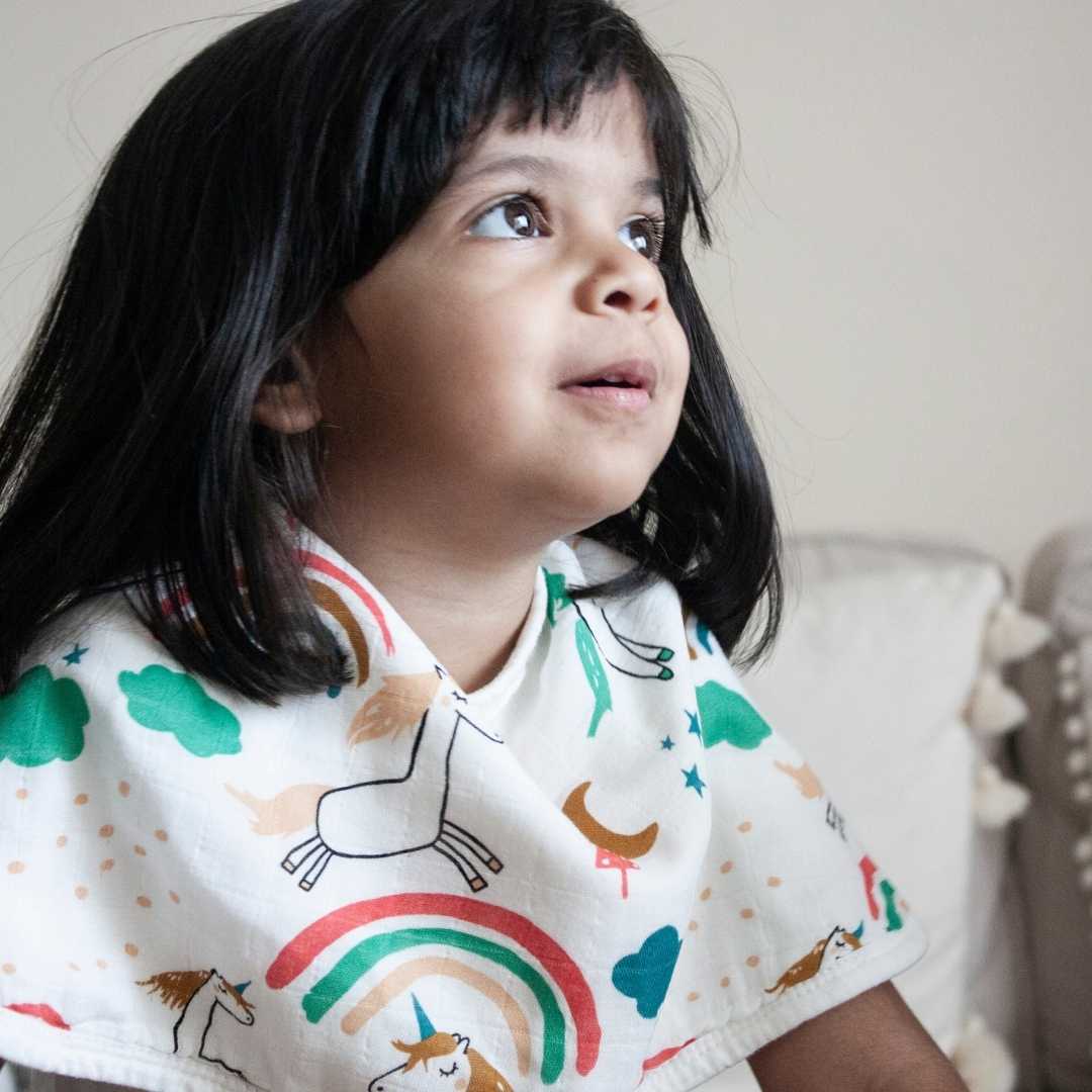 Set of 3 Organic Bamboo Burp & Bib Cloth - Unicorn Dreams