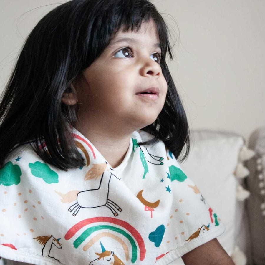 Set of 3 Organic Bamboo Burp & Bib Cloth - Unicorn Dreams