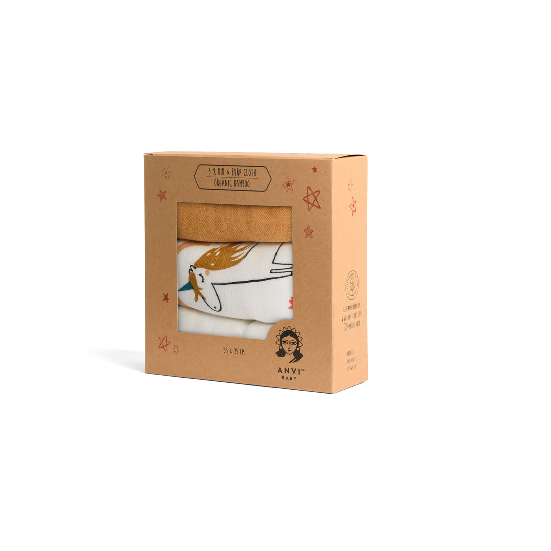 Set of 3 Organic Bamboo Burp & Bib Cloth - Unicorn Dreams