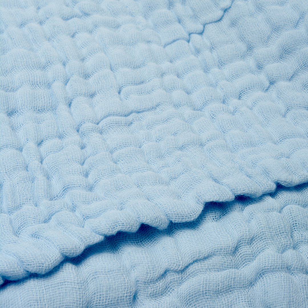 Muslin Bath Towel (6-layered) | Set of 2 (Blue & White)
