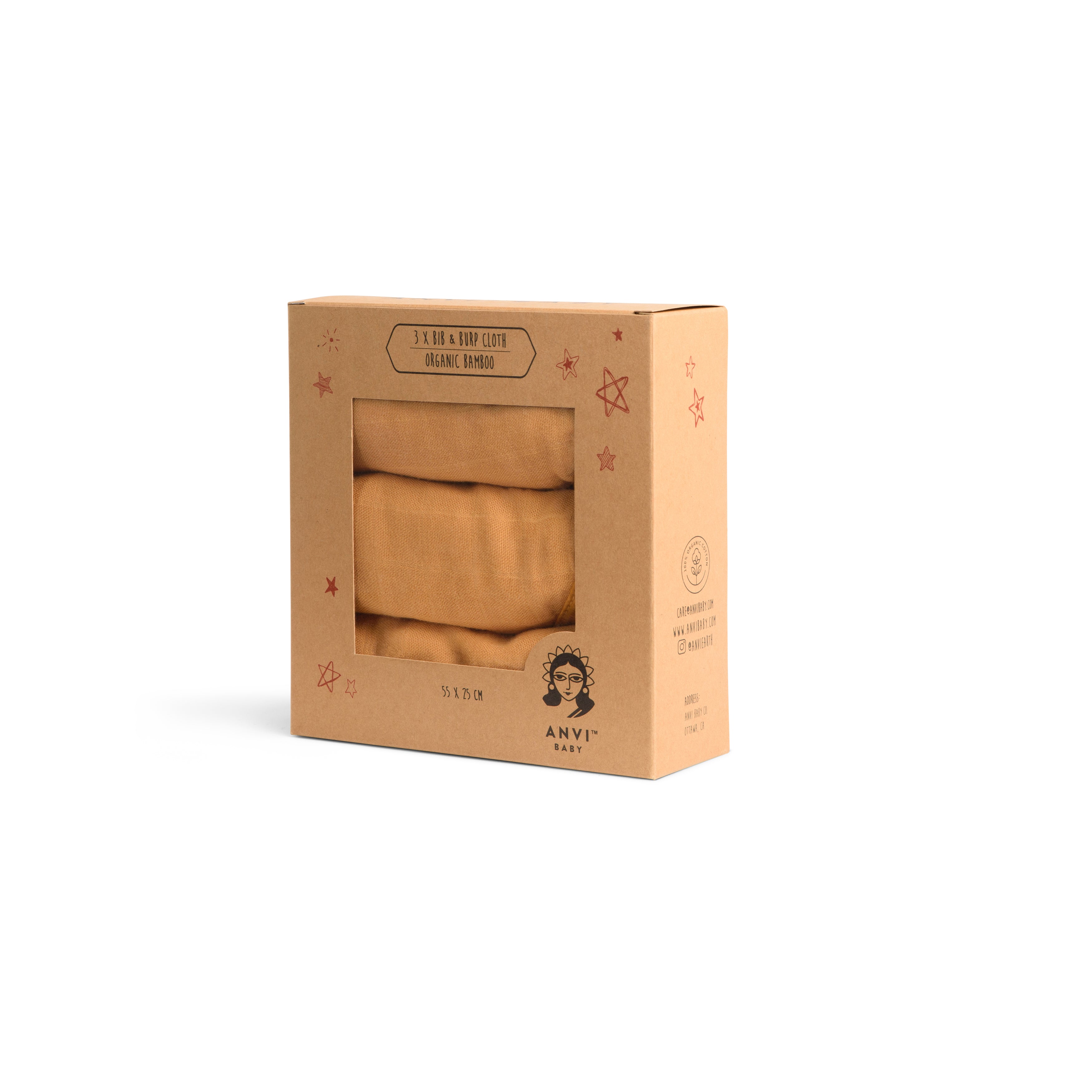 Set of 3 Organic Bamboo Burp & Bib Cloth - Mustard