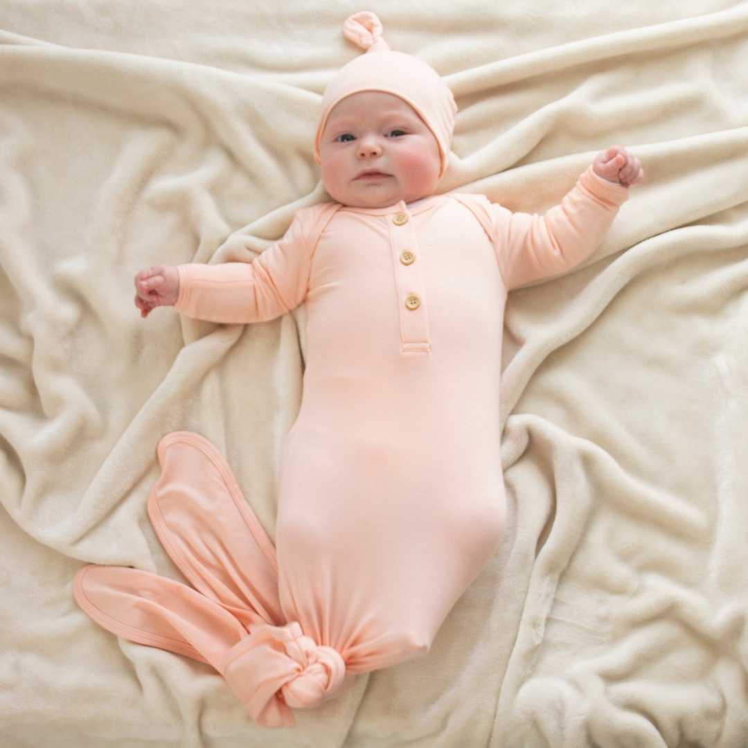 Organic Bamboo Knotted Gown & Beanie Set | That&