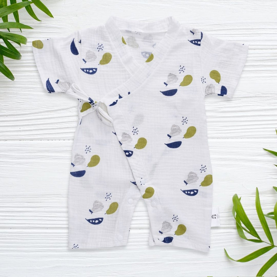 Organic Muslin Kimono Romper - Perfect Pear