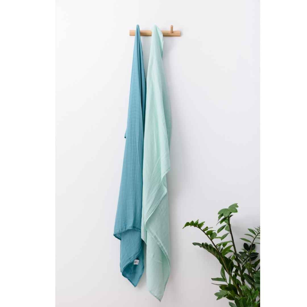 Organic Bamboo Muslin Swaddle  | Set of 2 | Green Fields