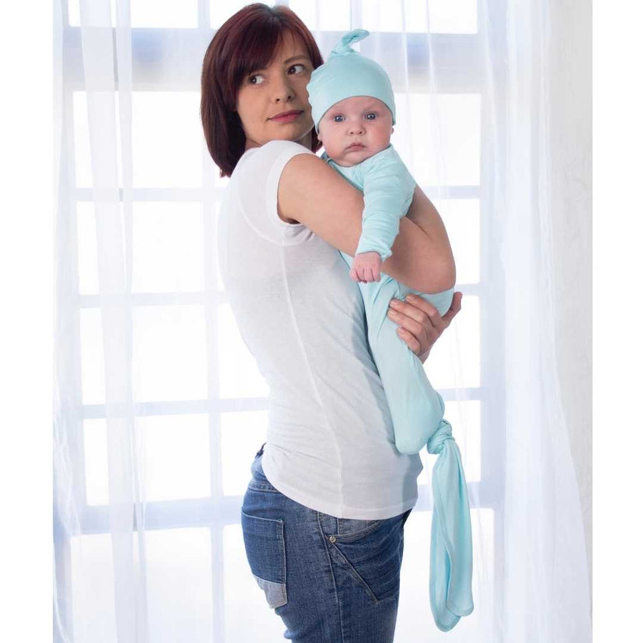 Organic Bamboo Knotted Gown & Beanie Set | Glacier