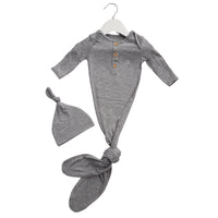 Organic Bamboo Knotted Gown & Beanie Set | Marengo