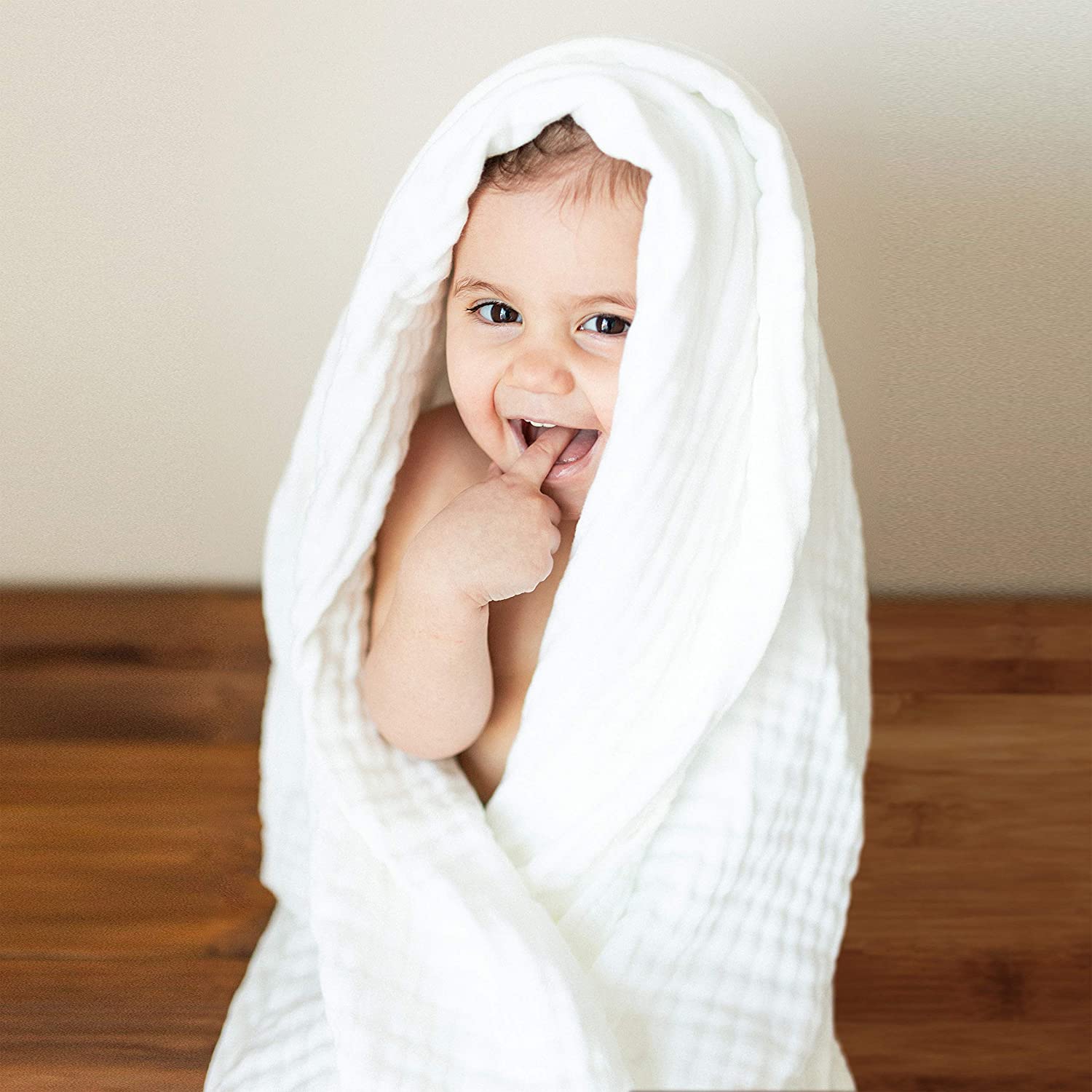 Set of 3- 100% Organic 6 layered Muslin Bath Towel-Mint & Cloud