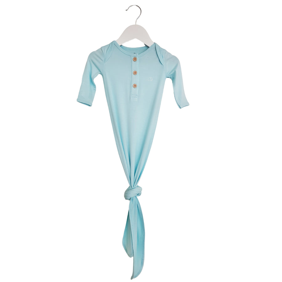 Organic Bamboo Knotted Gown & Beanie Set | Glacier