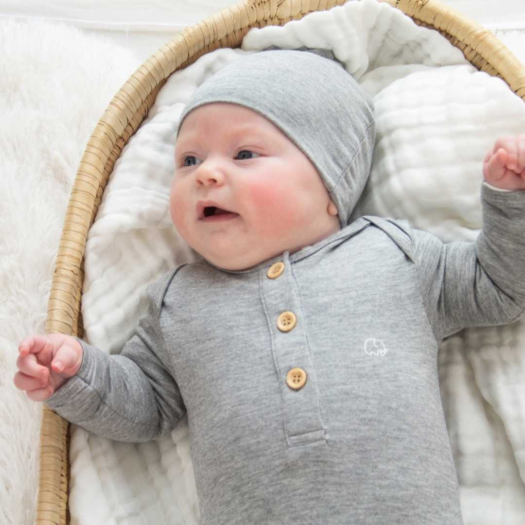 Organic Bamboo Knotted Gown & Beanie Set | Marengo
