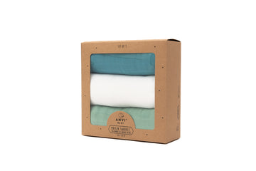 Set of 3 Organic Bamboo Swaddle- Aquamarine