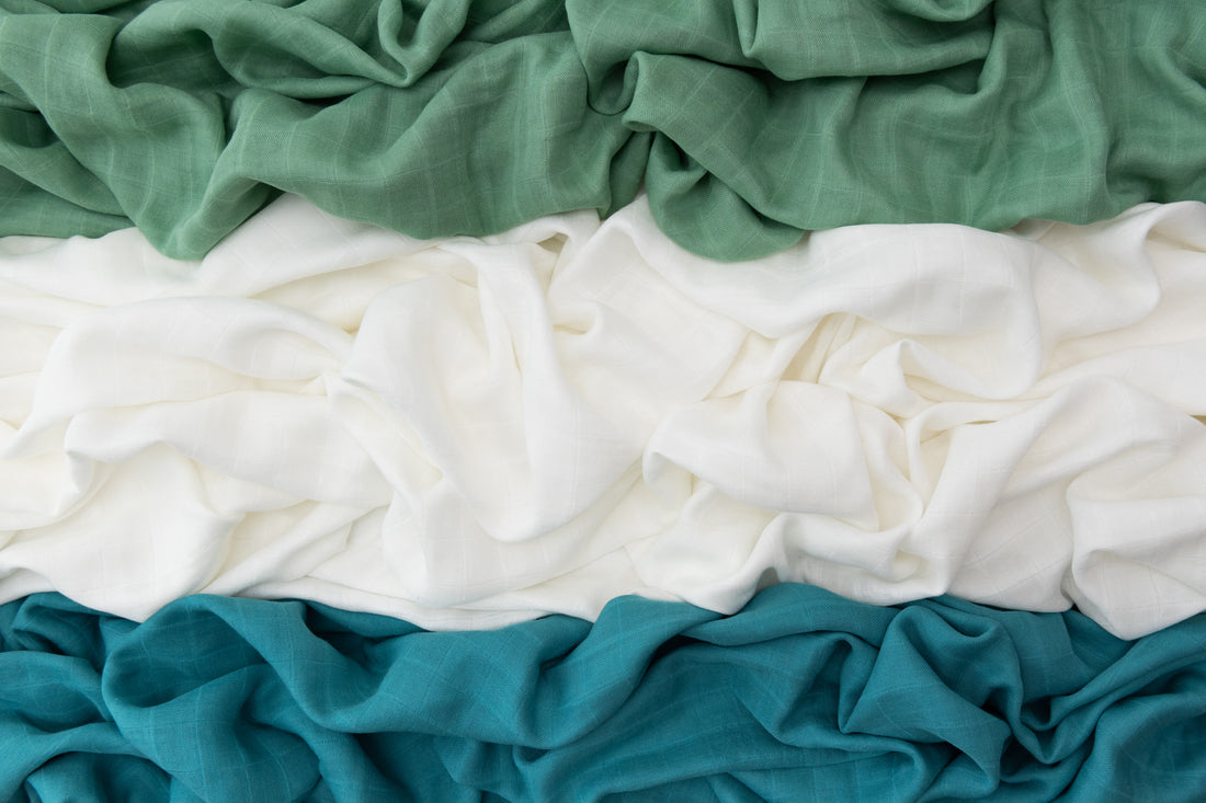 Set of 3 Organic Bamboo Swaddle- Aquamarine