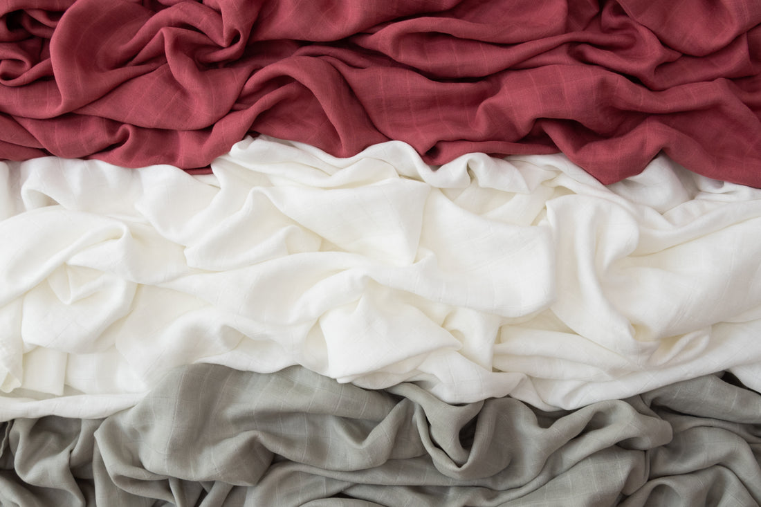 Set of 3 Organic Bamboo Swaddle- Maroon Moon