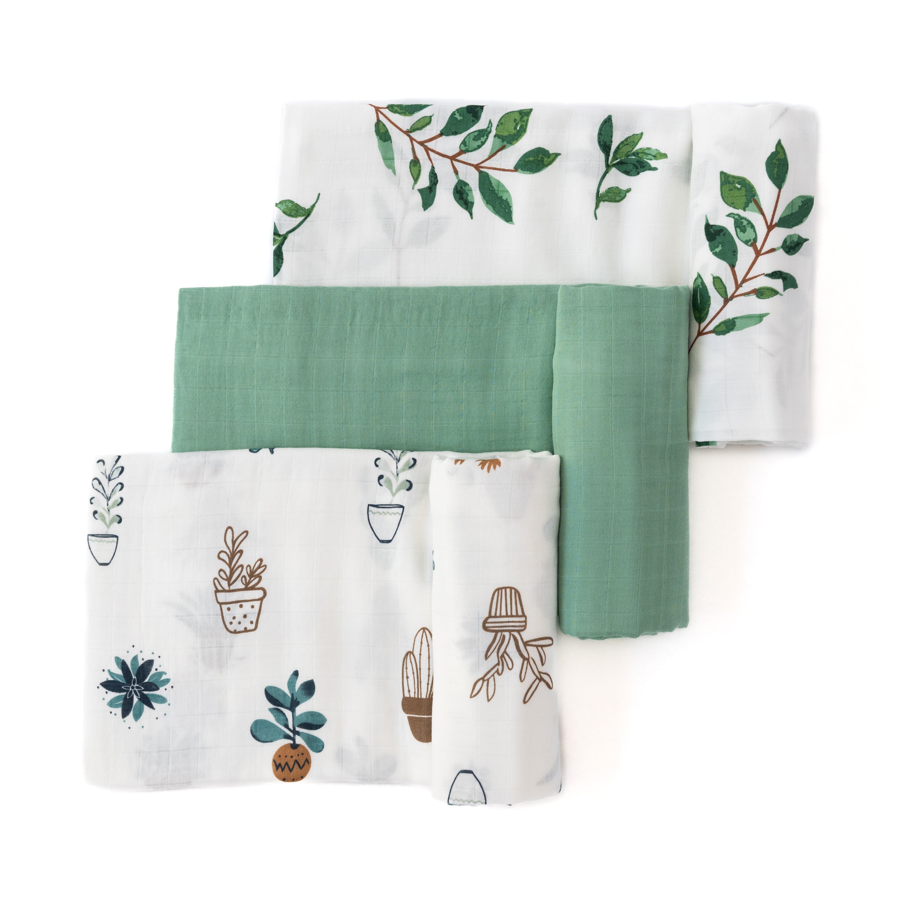 Set of 3 Organic Bamboo Swaddle- Green Planet