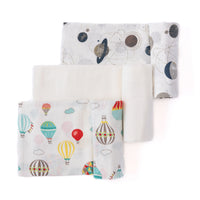 Set of 3 Organic Bamboo Swaddle- Planets & Balloons