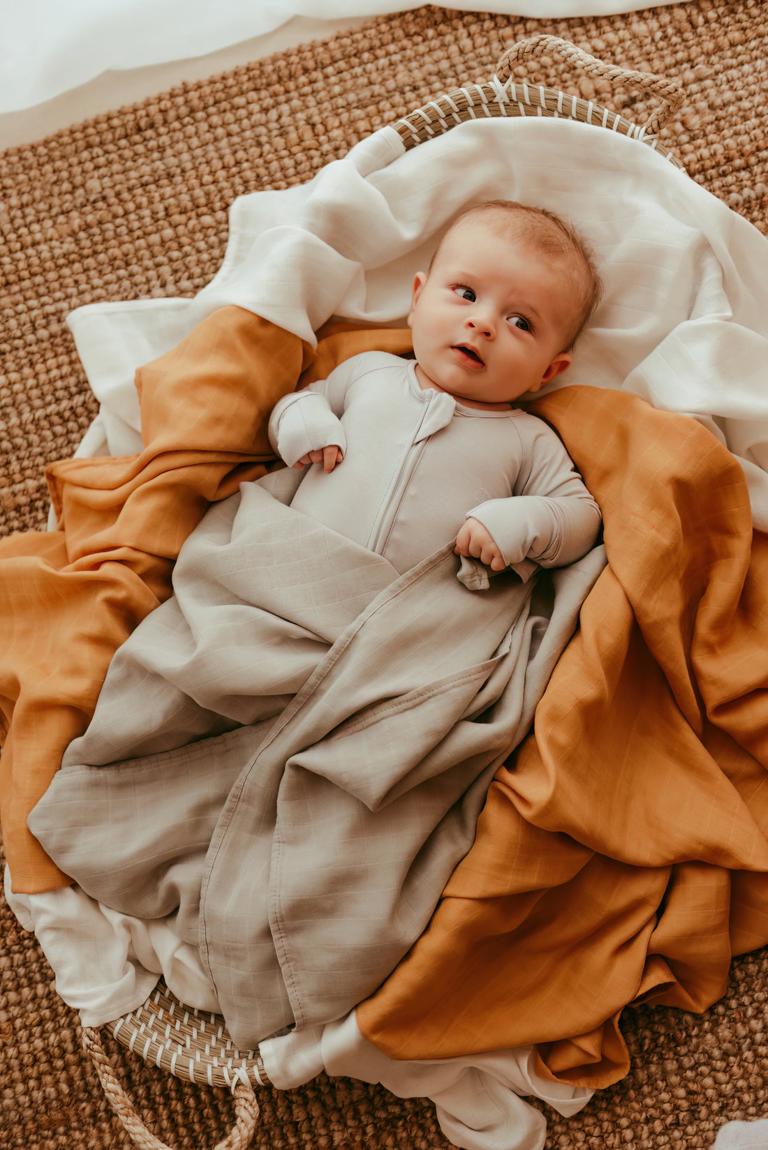 Set of 3 Organic Bamboo Swaddle- Daybreak