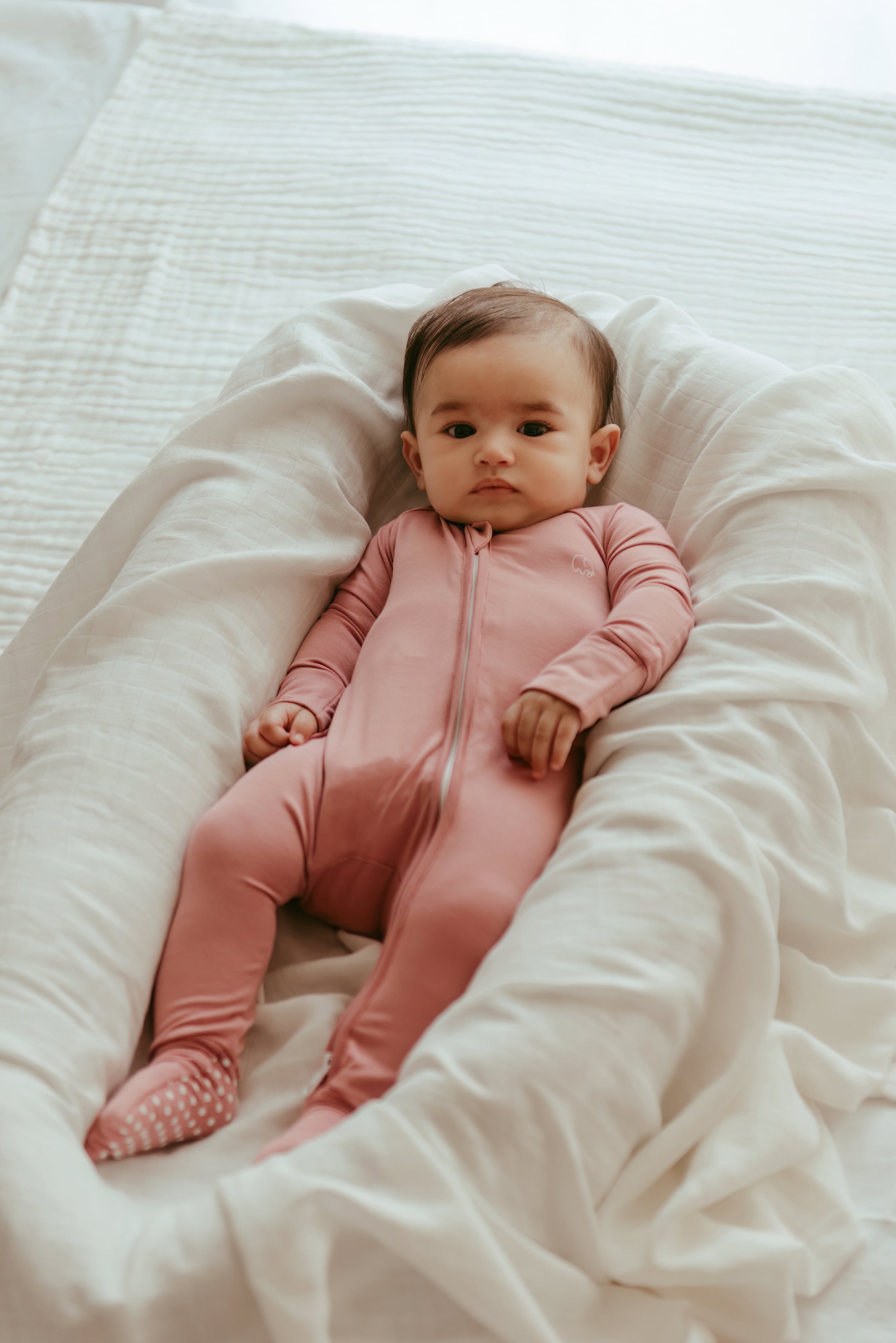 Set of 3 Bamboo Spandex Zipper Sleepsuit- White/Sky/Lilac