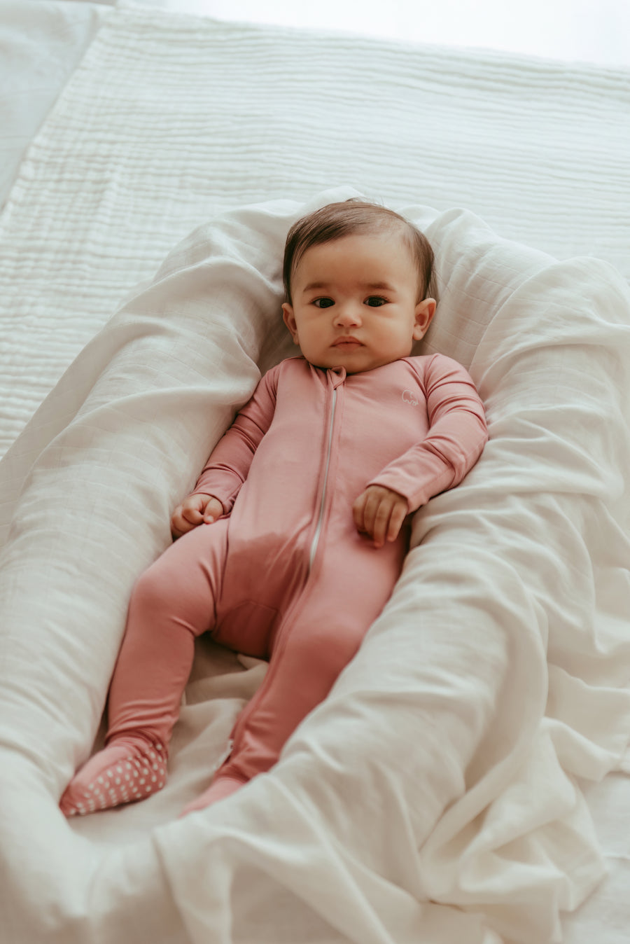 Set of 3 Bamboo Spandex Zipper Sleepsuit- White/Sky/Lilac