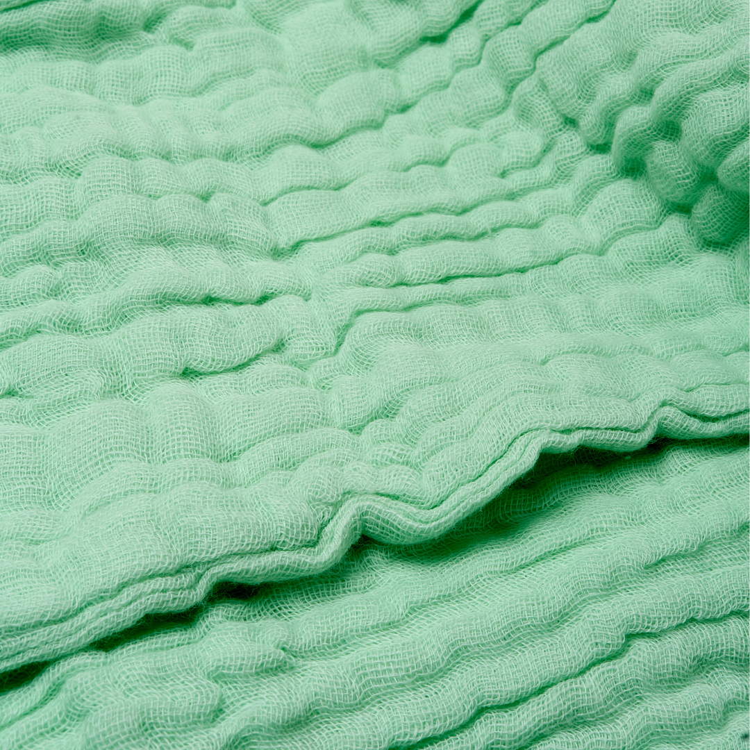Muslin Bath Towel (6-layered) | Set of 2 (Green & White)