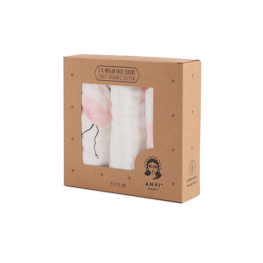 Baby Face Cloth | 100% Organic | Set of 3 | Bird Herd