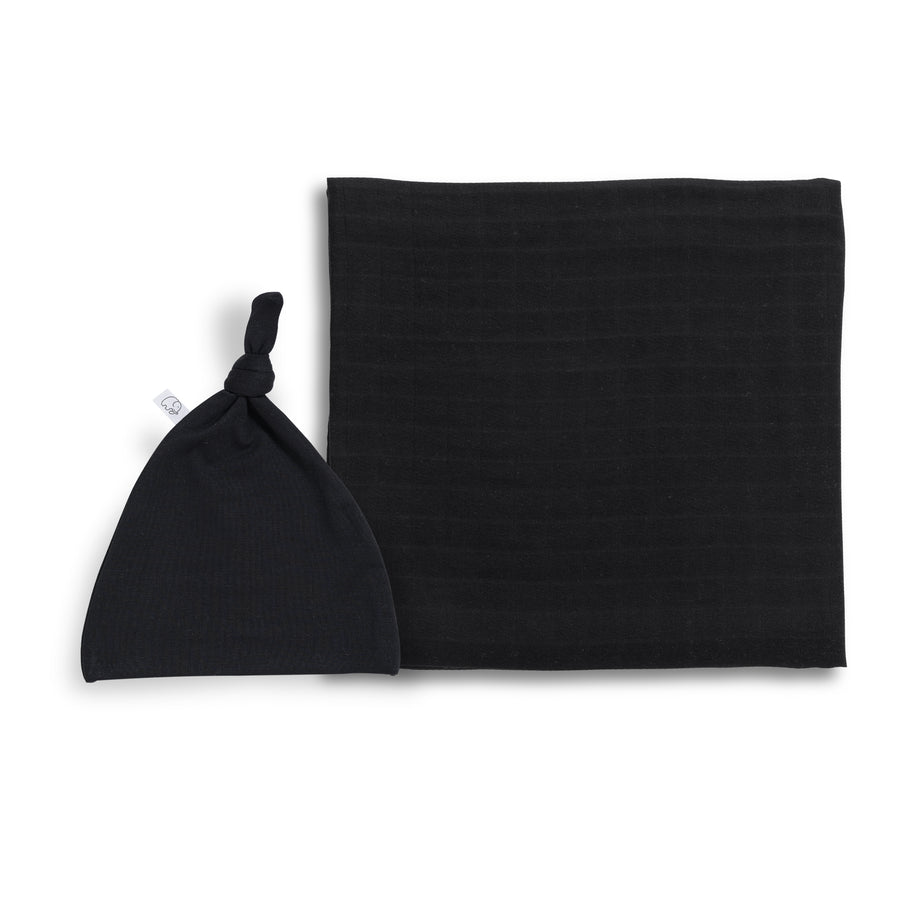 Knotted Beanie & Swaddle Set | Charcoal