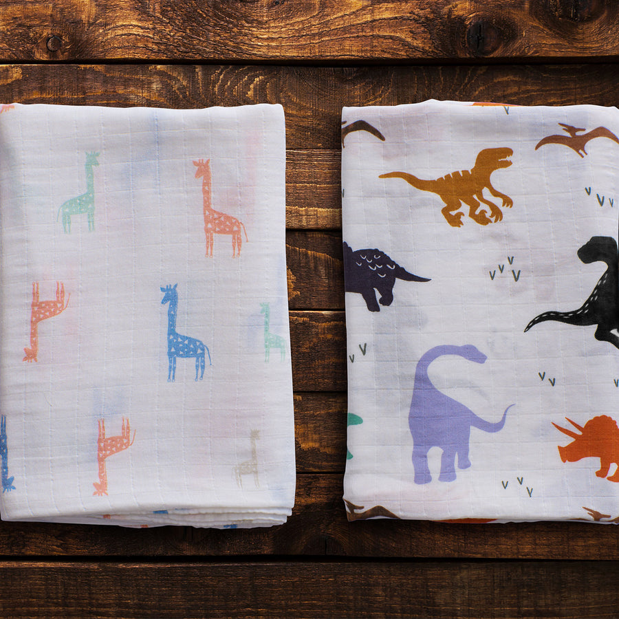 Organic Bamboo Muslin Swaddle  | Set of 2 | Gentle Giants
