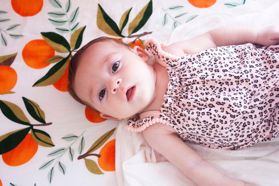 Organic Bamboo & Cotton Muslin Fitted Crib Sheets | Orange Fields
