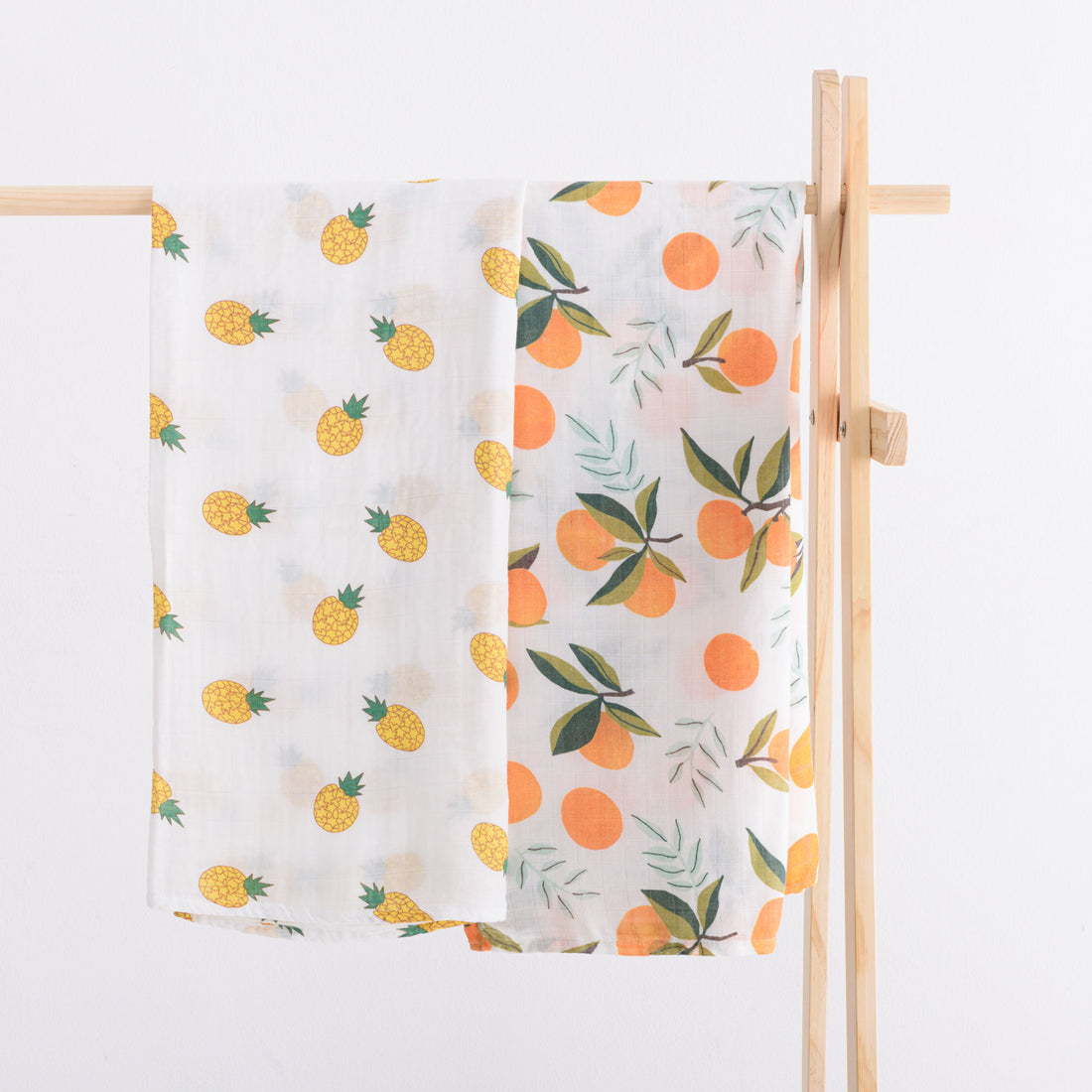 Organic Bamboo Muslin Swaddle | Set of 2 | Pineapple & Tangerine