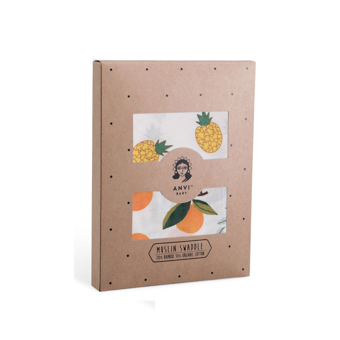 Organic Bamboo Muslin Swaddle | Set of 2 | Pineapple & Tangerine
