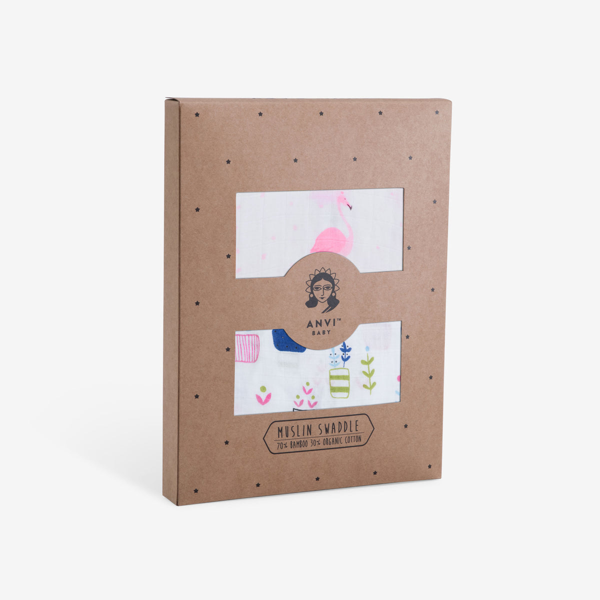 Organic Bamboo Muslin Swaddle | Set of 2 | Garden Fresh & Genteel Flamingo