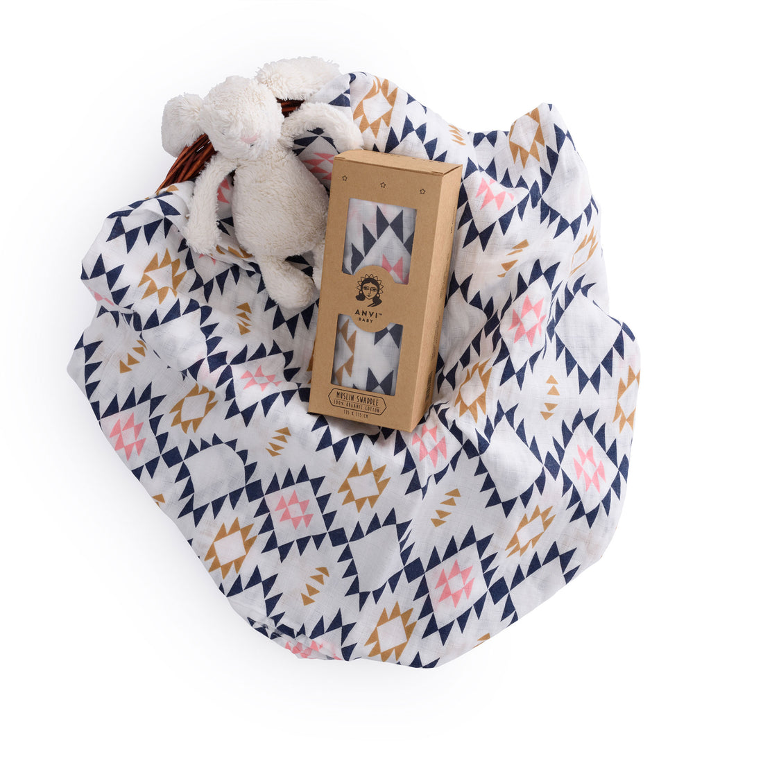 100% Organic Cotton Muslin Swaddle Wrap | Trippy Triangles