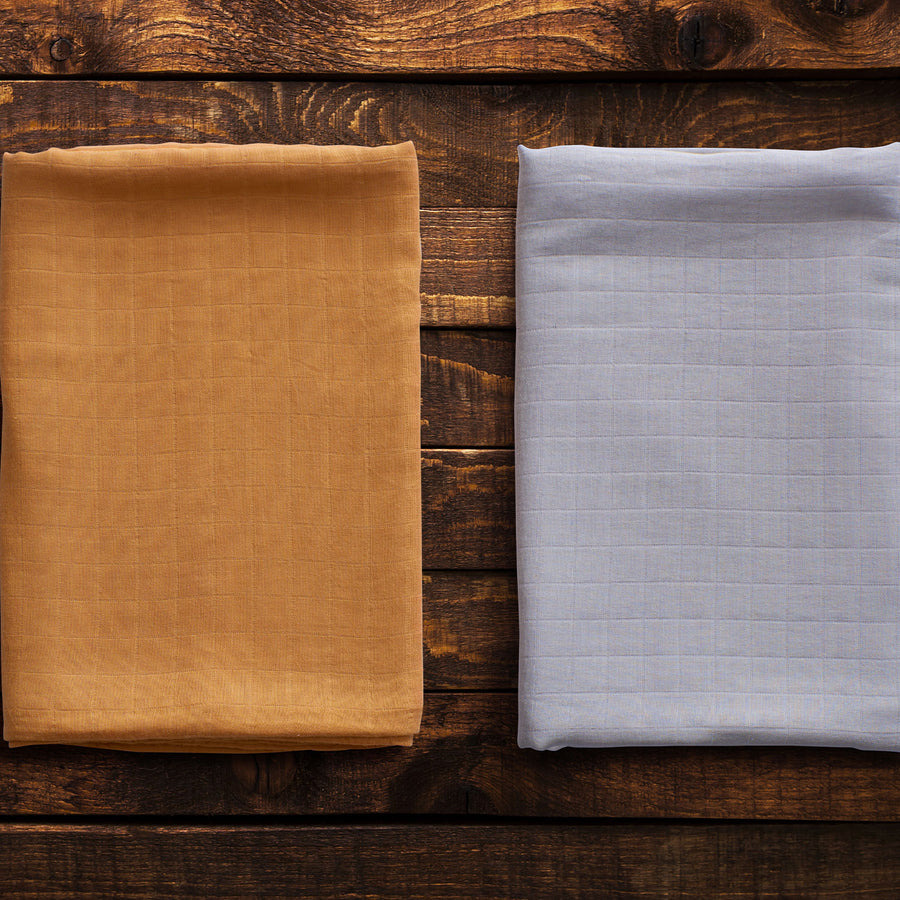 Organic Bamboo Muslin Swaddle  | Set of 2 | Smoky Sun