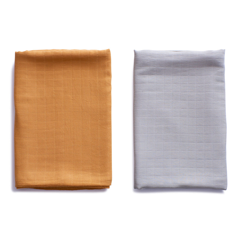 Organic Bamboo Muslin Swaddle  | Set of 2 | Smoky Sun