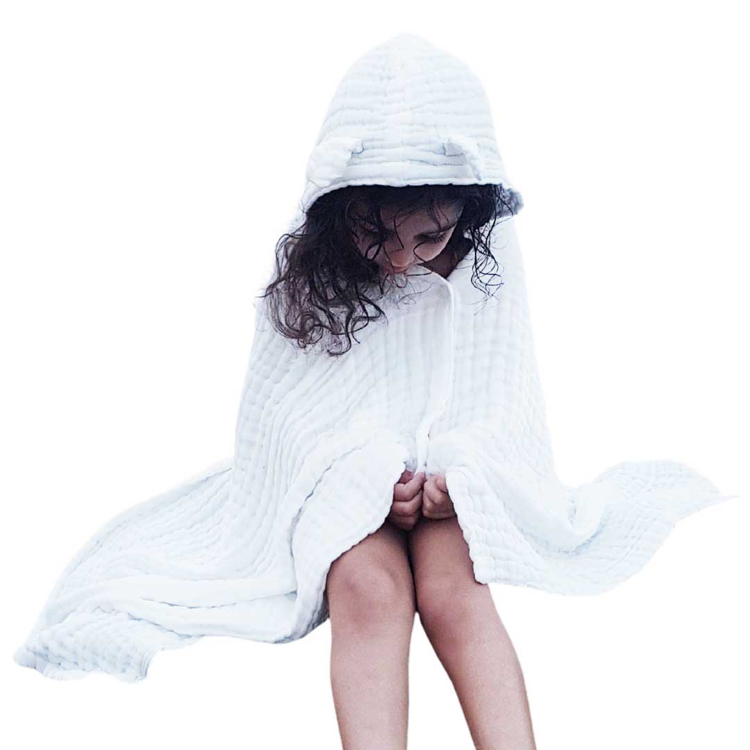 Hooded Muslin Bath Towel | White Lotus