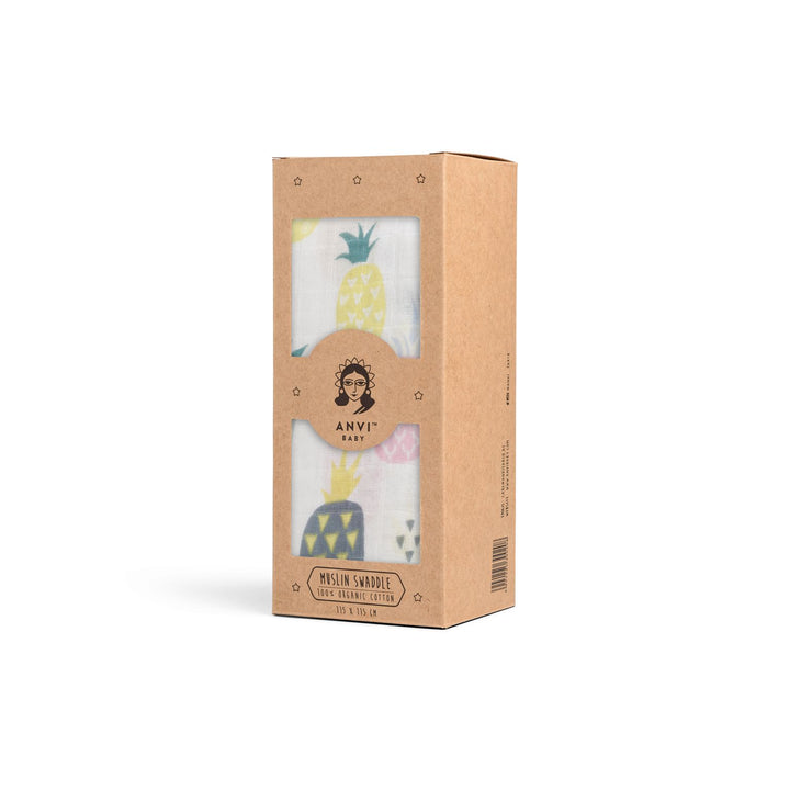 Cotton Muslin Swaddle Wrap - Pineapple Party