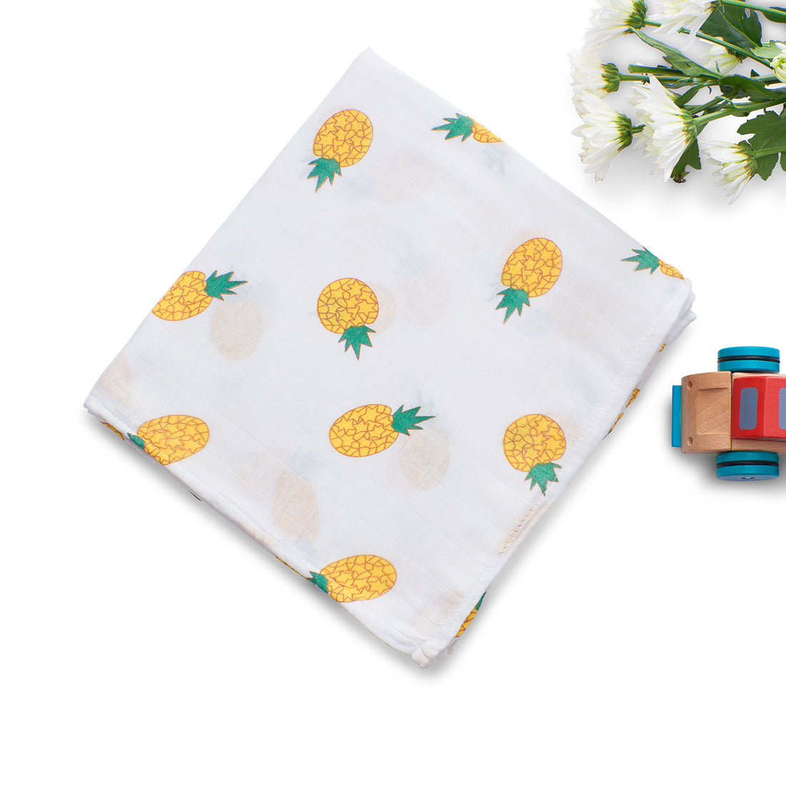 Organic Bamboo Muslin Swaddle | Set of 2 | Pineapple & Tangerine