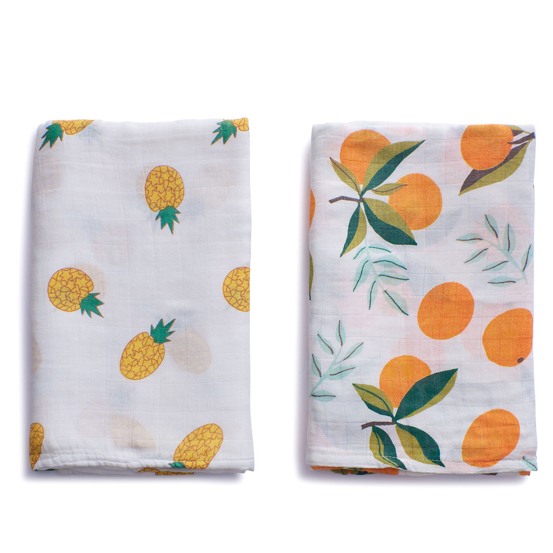 Organic Bamboo Muslin Swaddle | Set of 2 | Pineapple & Tangerine