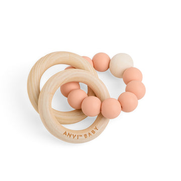 Wood and Silicone Teether - Peachy Keen