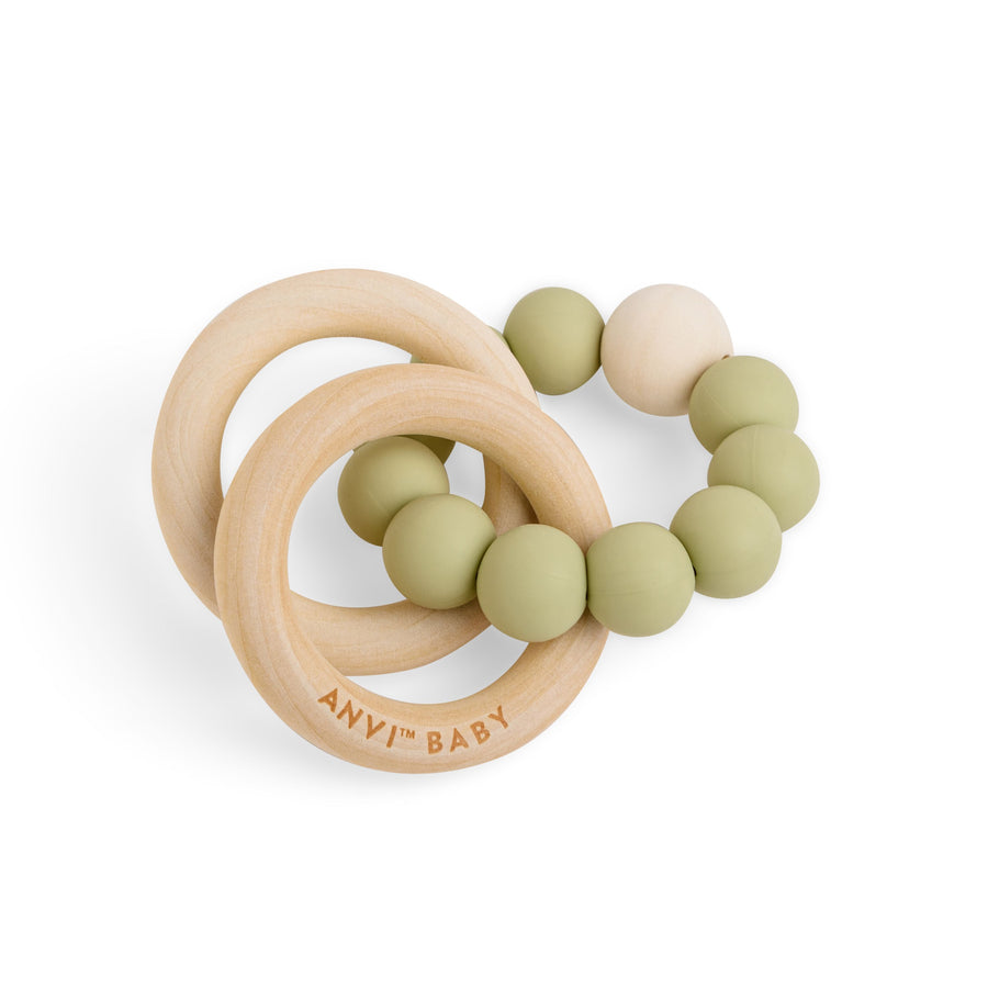 Wood and Silicone Teether - Olive Garden